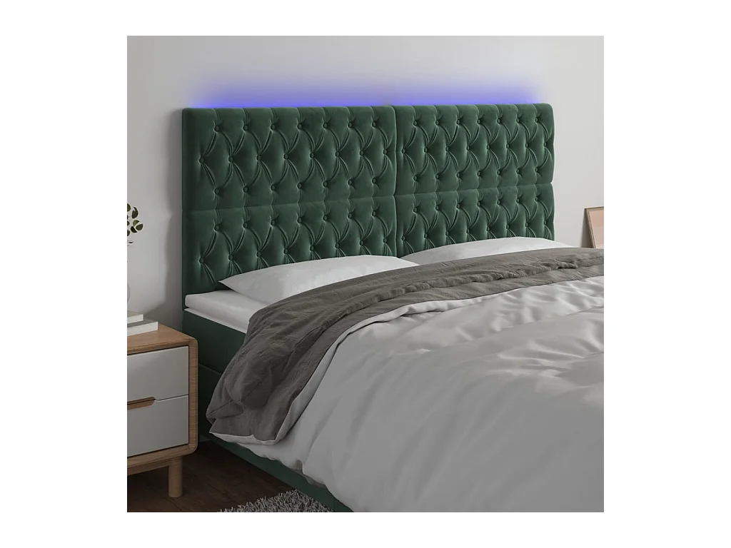 Hoofdbord LED 200x7x118/128 cm fluweel donkergroen