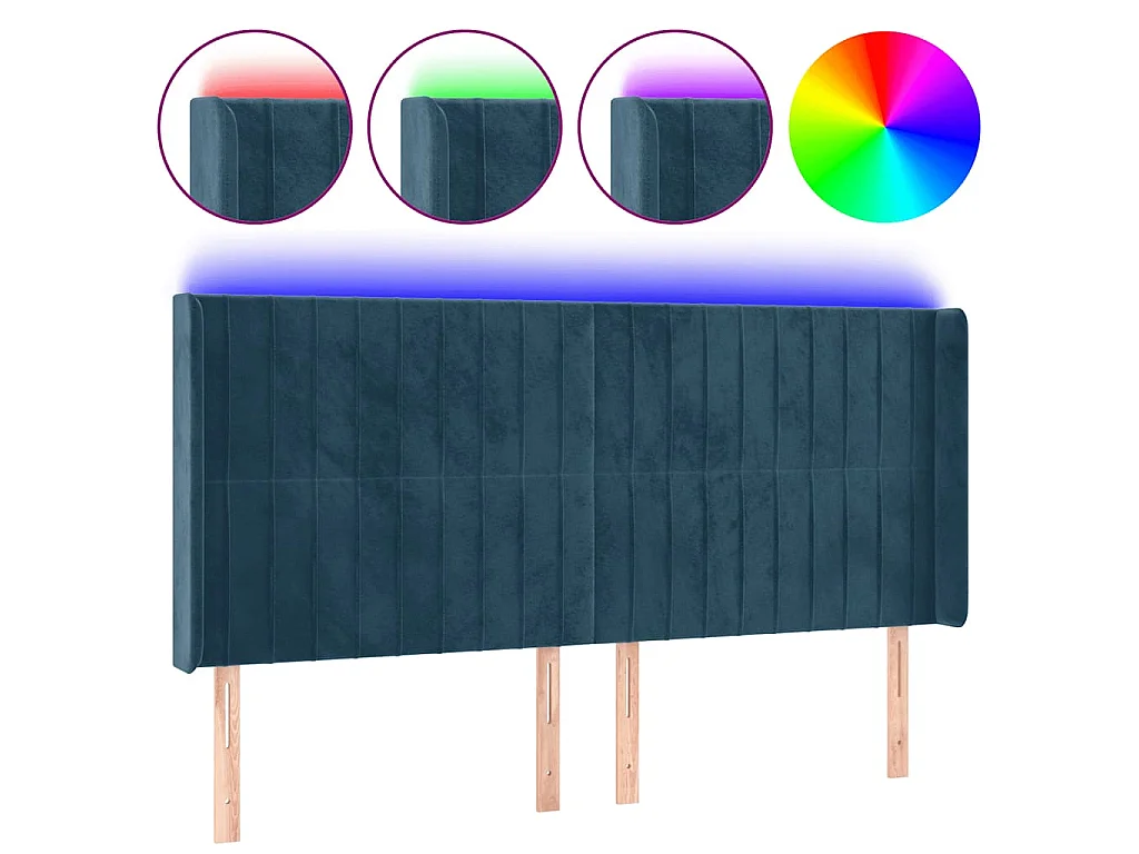 LED Kopfteil Dunkelblau 183x16x118/128 cm Samt