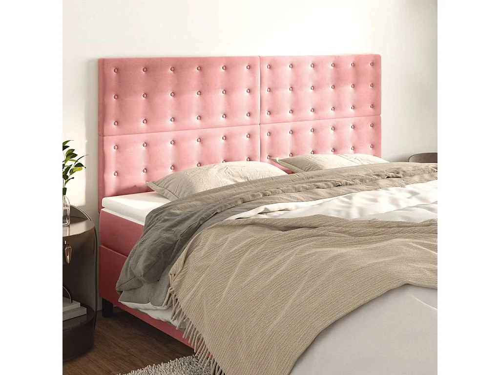 Tête de lit Rose 160x5x118/128 cm Velours