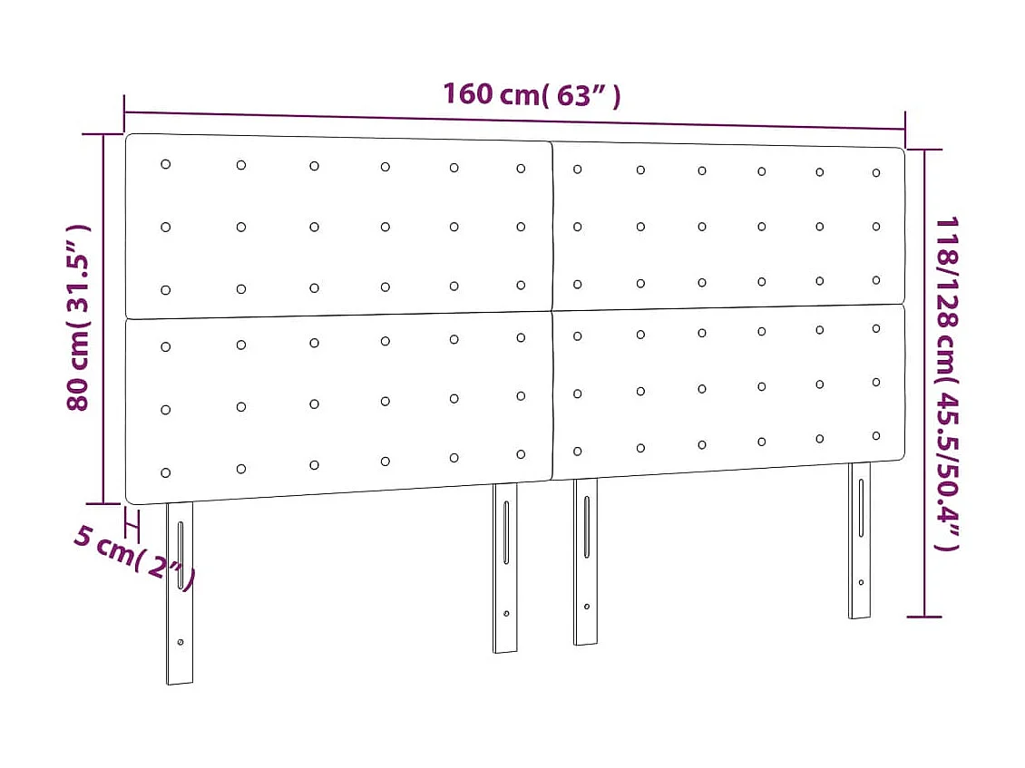Tête de lit Rose 160x5x118/128 cm Velours