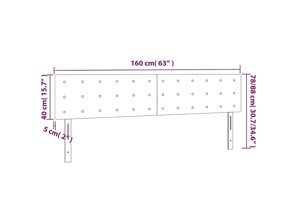 Têtes de lit Rose 160x5x78/88 cm Velours