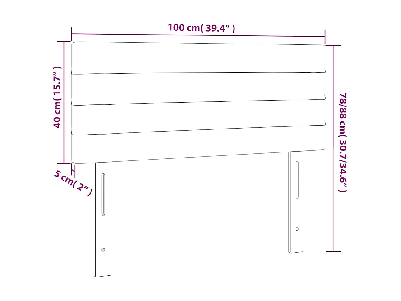 Tête de lit à LED Vert foncé 100x5x78/88 cm Velours