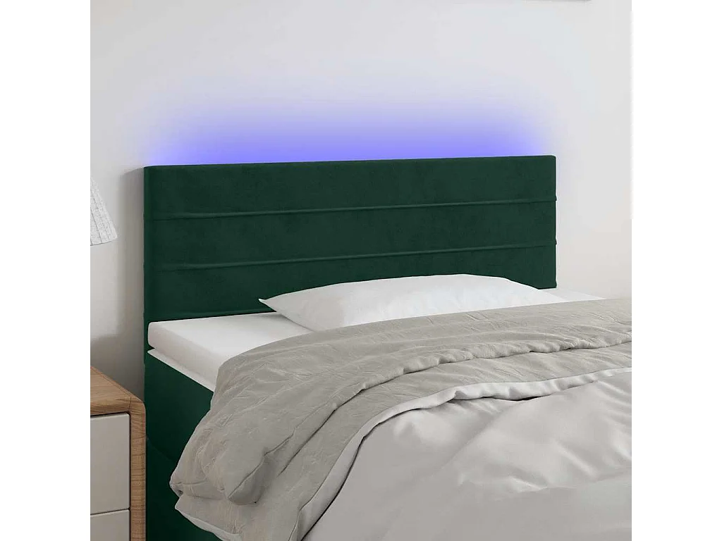Testiera a LED Verde Scuro 100x5x78/88 cm in Velluto