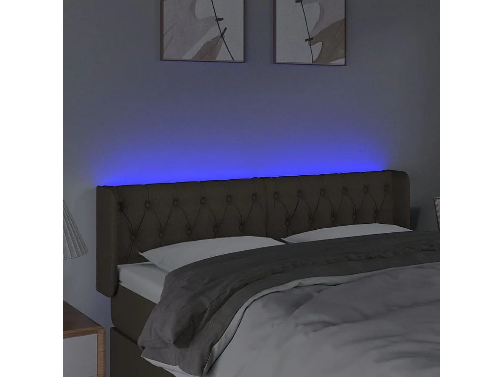 Cabeceira de cama c/ luzes LED 163x16x78/88cm cinza-acastanhado