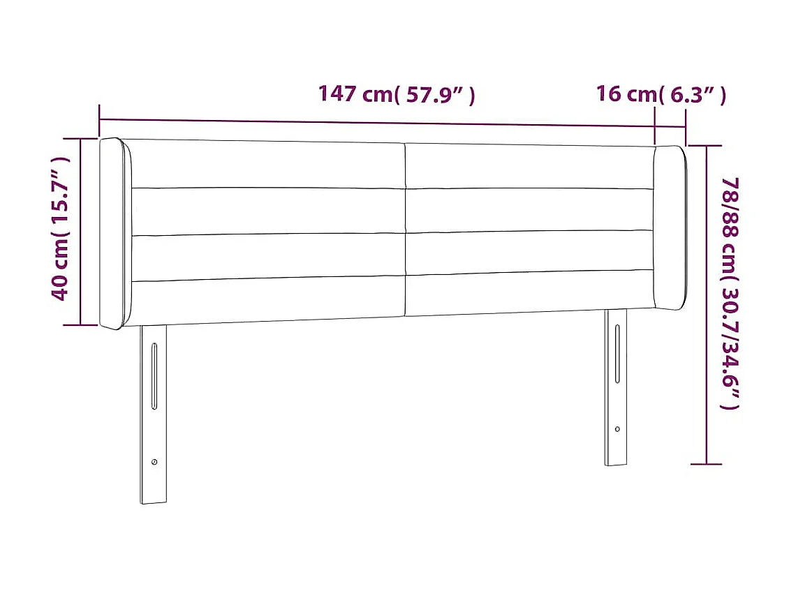 Tête de lit à LED Bleu foncé 147x16x78/88 cm Velours