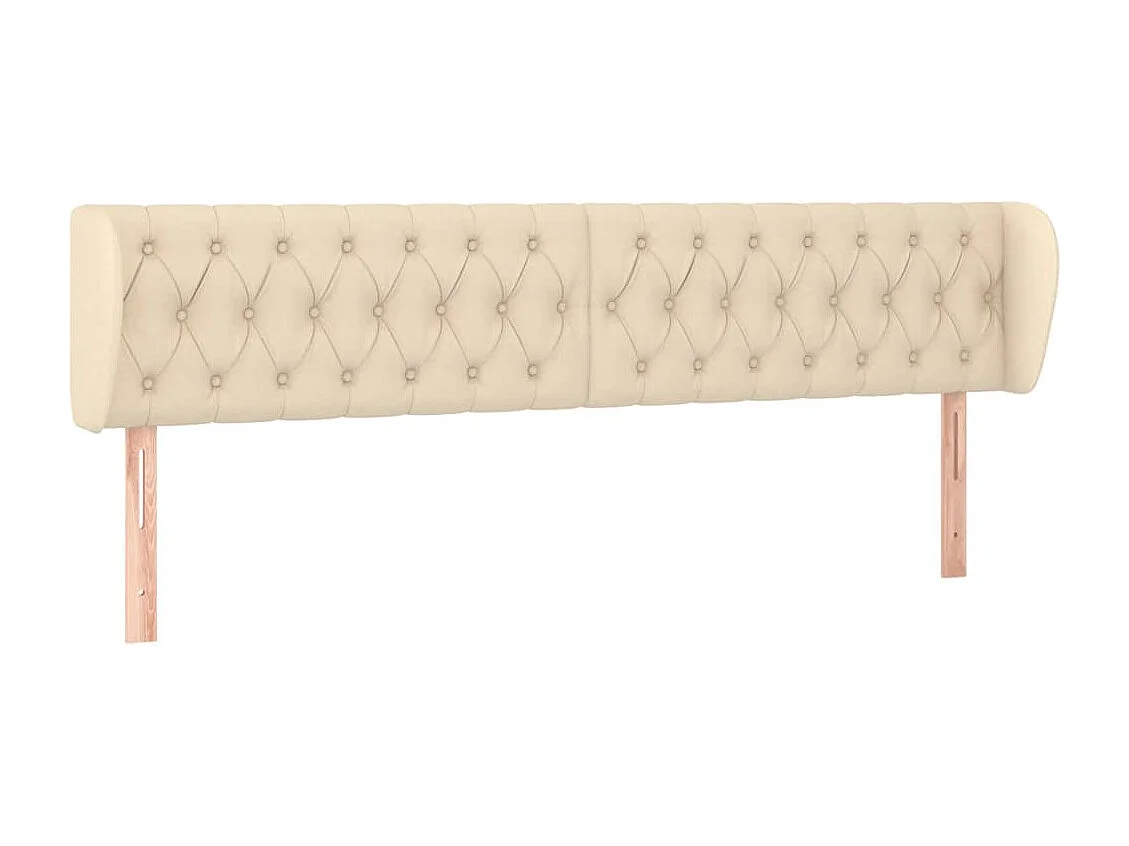 Hoofdbord met randen 203x23x78/88 cm stof crèmekleurig