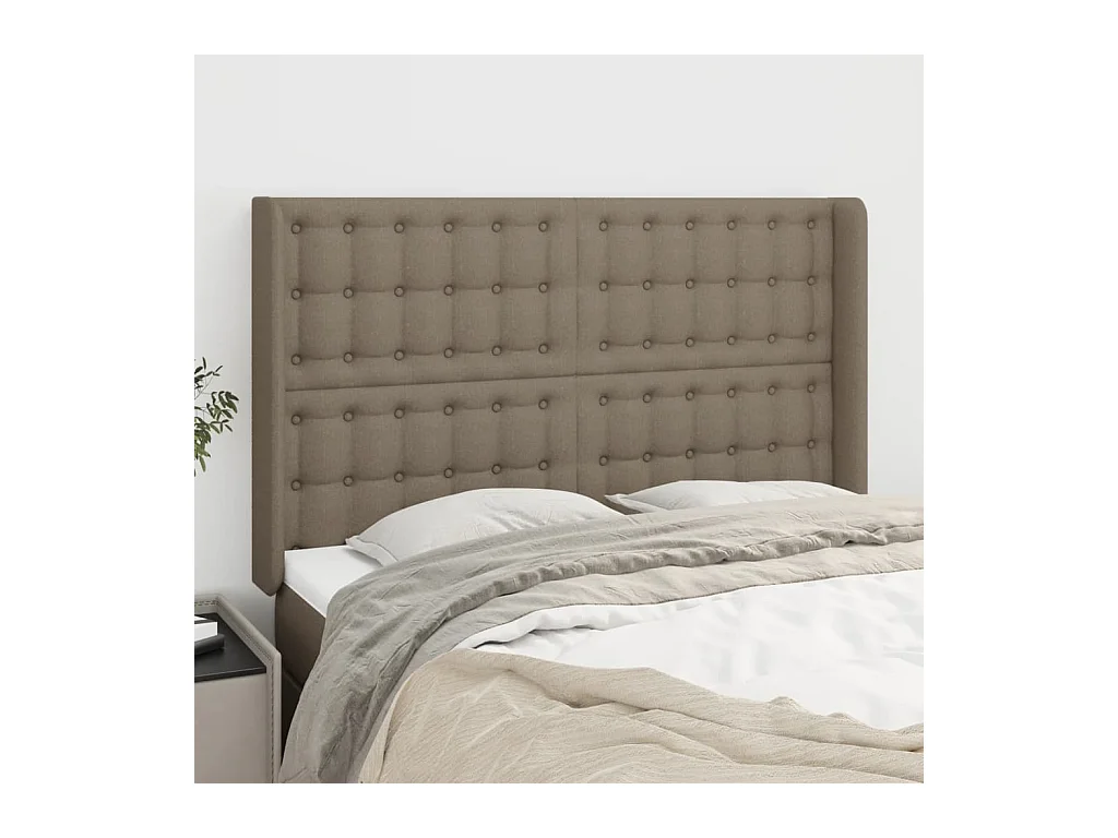 Tête de lit avec oreilles Taupe 147x16x118/128 cm Tissu