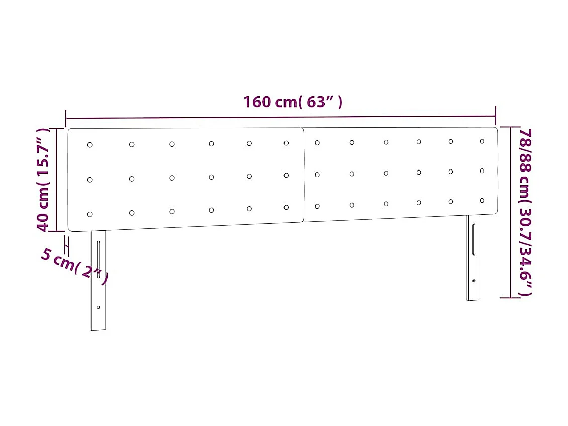 Hoofdbord LED 160x5x78/88 cm fluweel donkerblauw