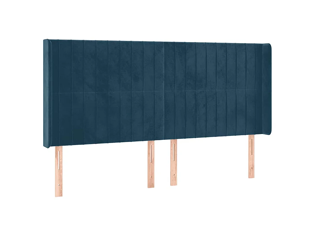 Tête de lit avec oreilles Bleu foncé 183x16x118/128 cm Velours