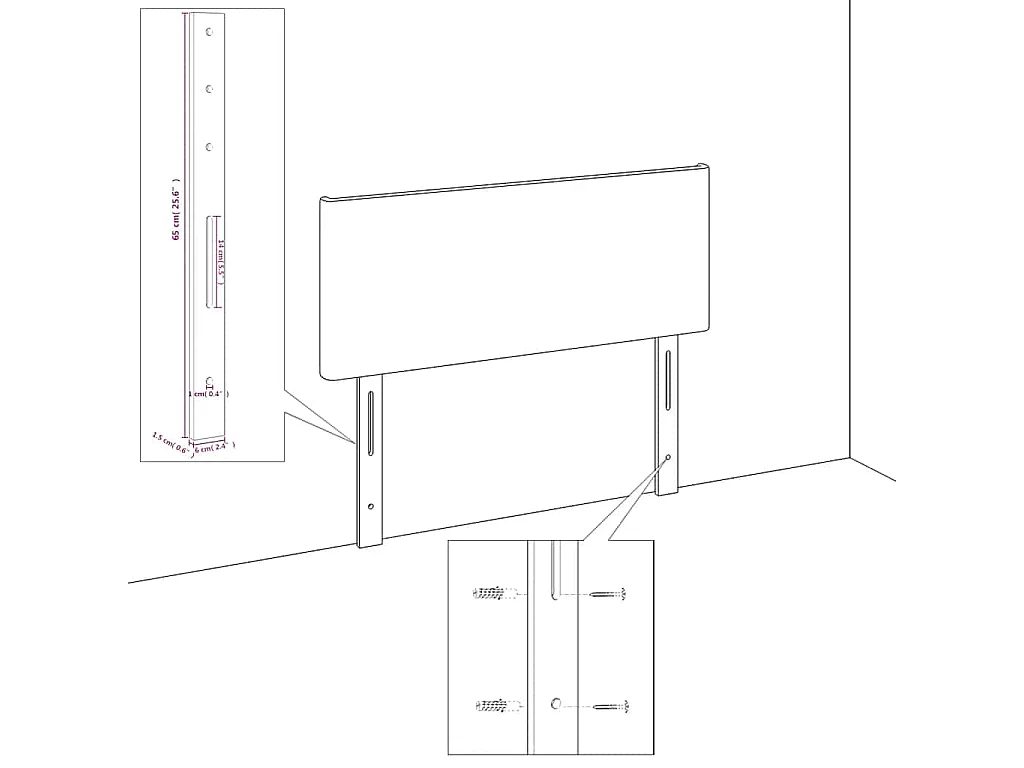 Tête de lit avec oreilles Bleu foncé 183x16x118/128 cm Velours