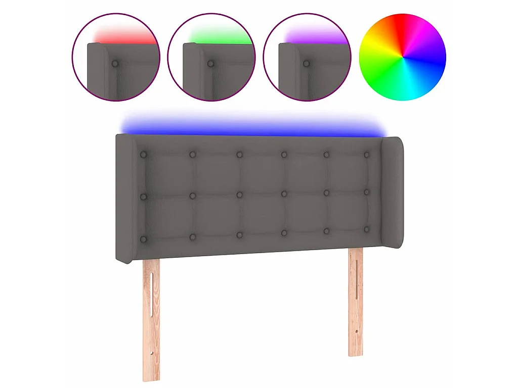 LED Kopfteil Grau 93x16x78/88 cm Kunstleder