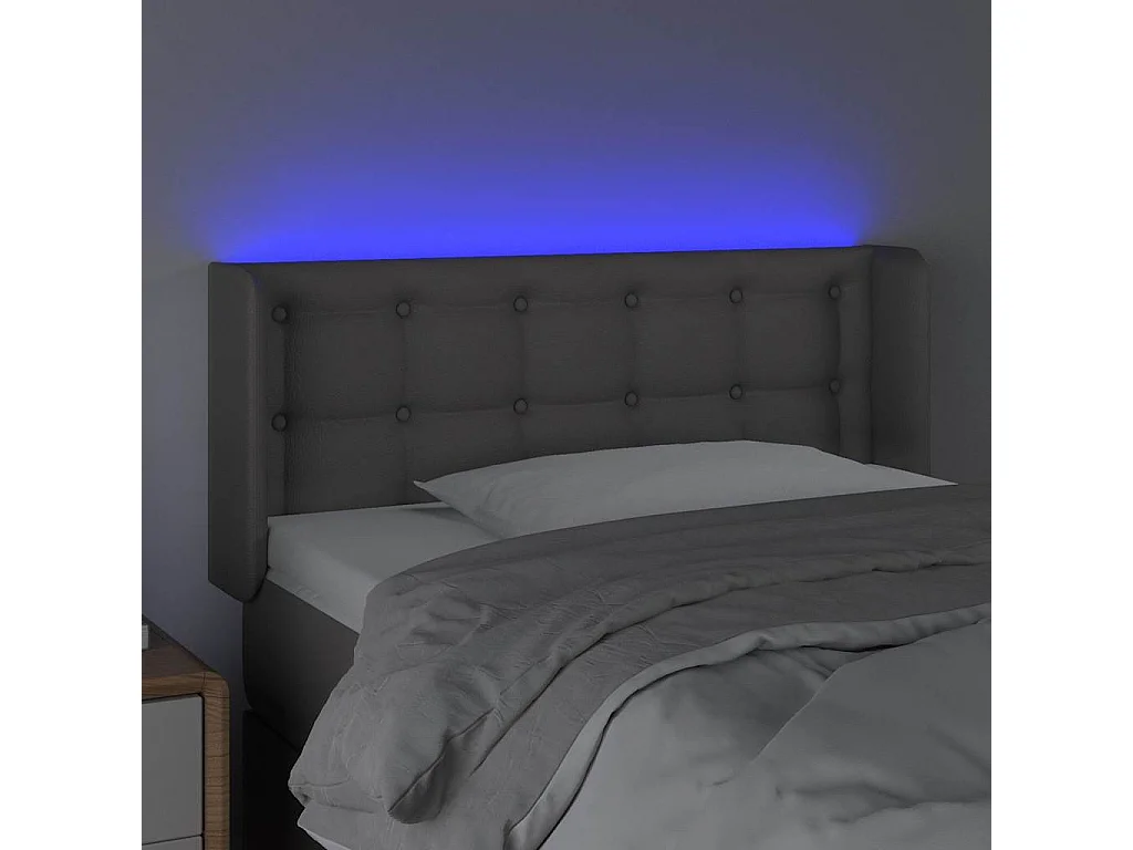 LED Kopfteil Grau 93x16x78/88 cm Kunstleder