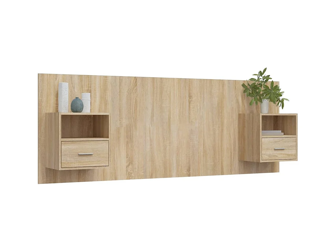 Tête de lit avec armoires Chêne sonoma Bois d'ingénierie