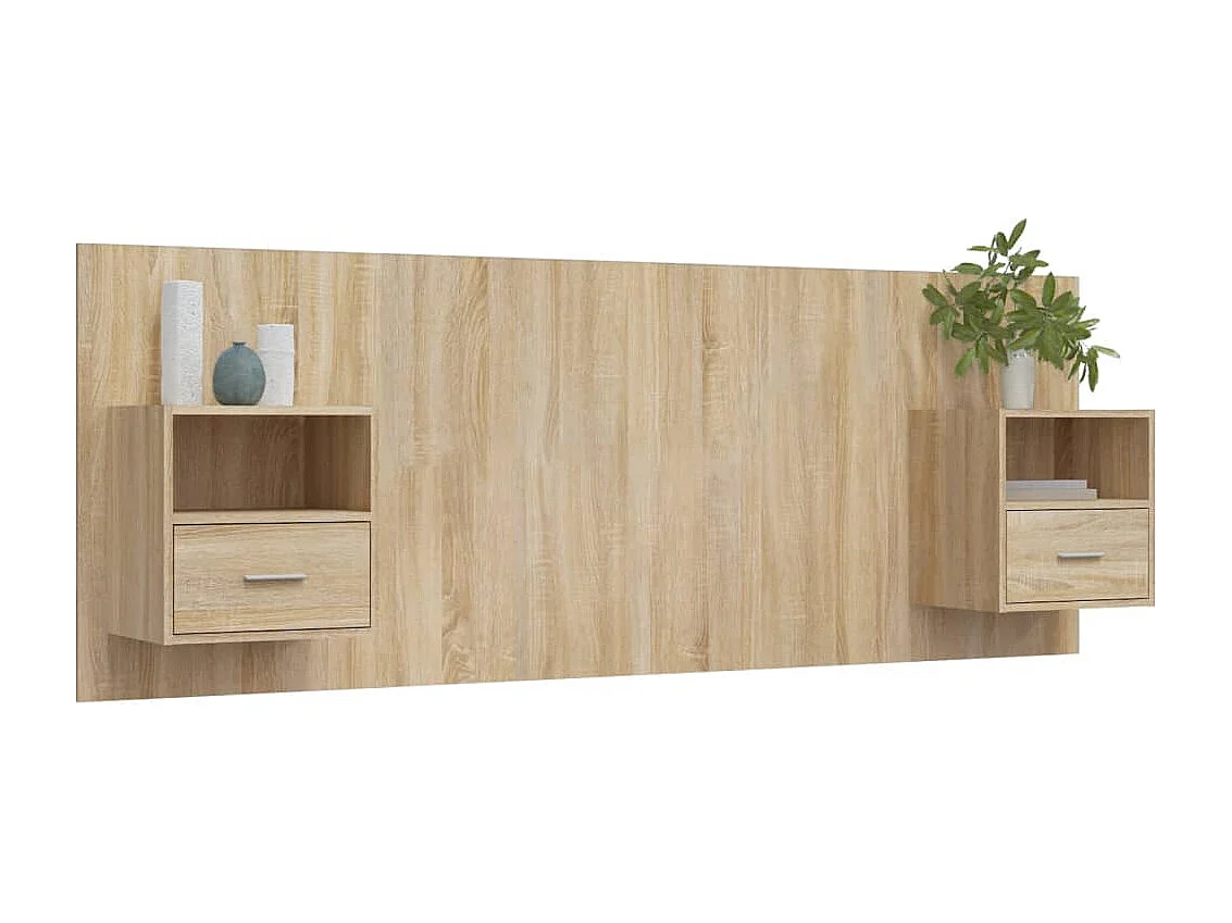 Kopfteil mit Nachttischen Sonoma-Eiche Holzwerkstoff