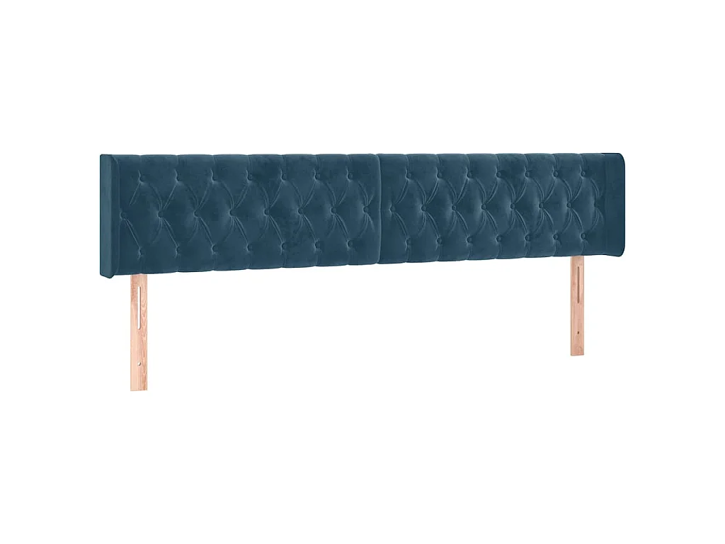 Hoofdbord met randen 183x16x78/88 cm fluweel donkerblauw