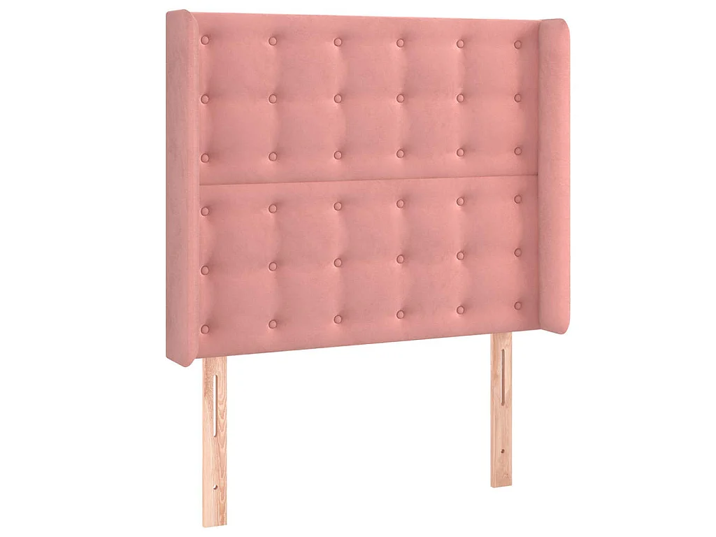 Cabecero con LED de terciopelo rosa 83x16x118/128 cm