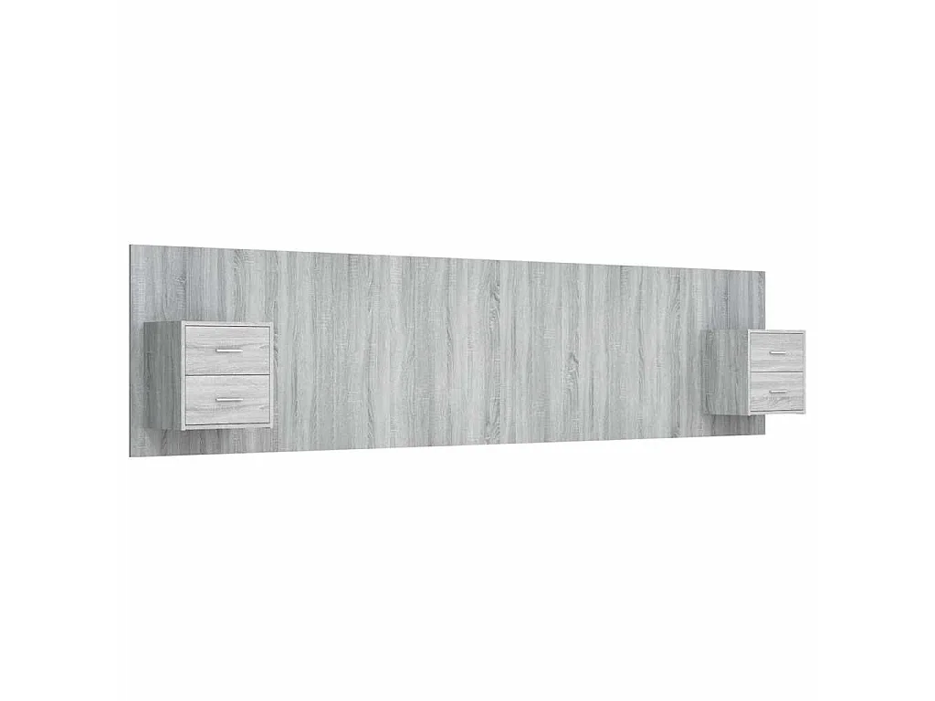 Testiera Letto con Comodini in Legno Multistrato Grigio Sonoma