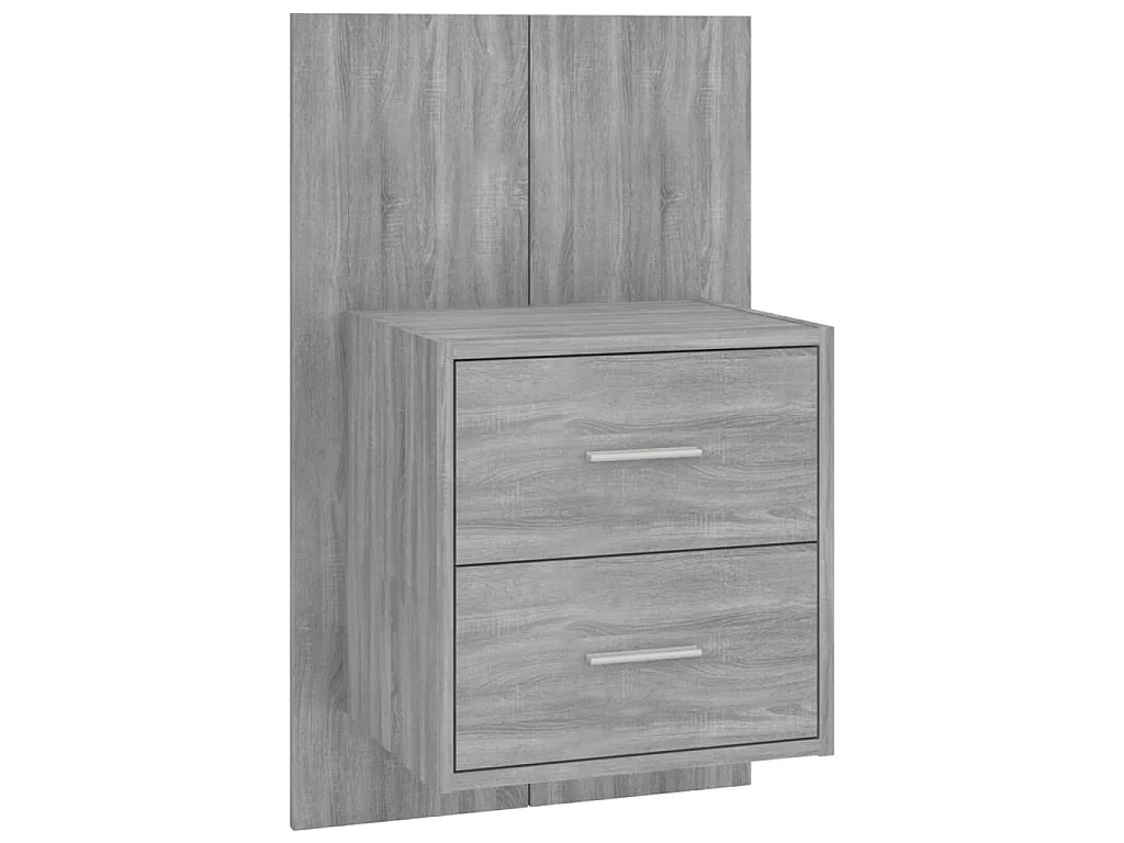 Testiera Letto con Comodini in Legno Multistrato Grigio Sonoma