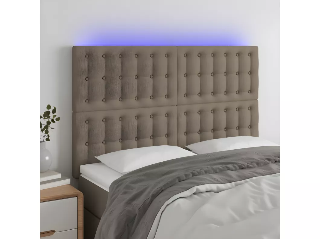 Kauf Unique LED Kopfteil Taupe 144x5x118/128 cm Stoff