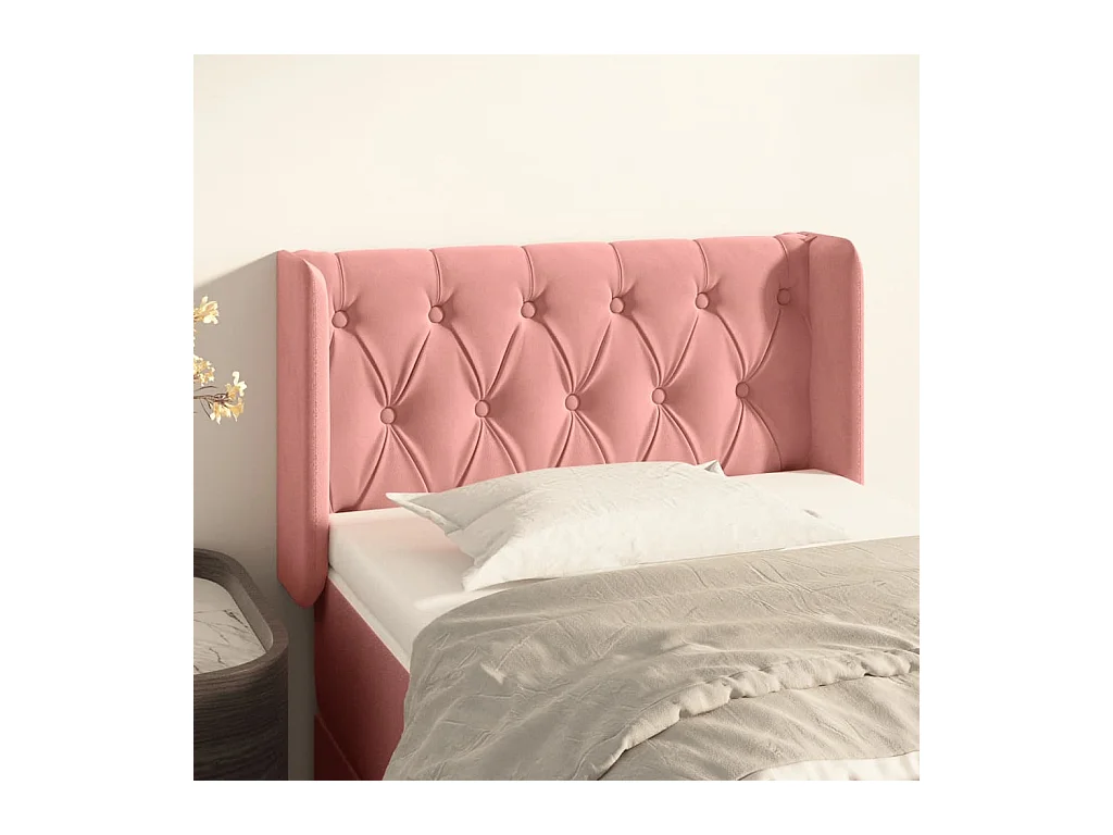 Tête de lit avec oreilles Rose 83x16x78/88 cm Velours