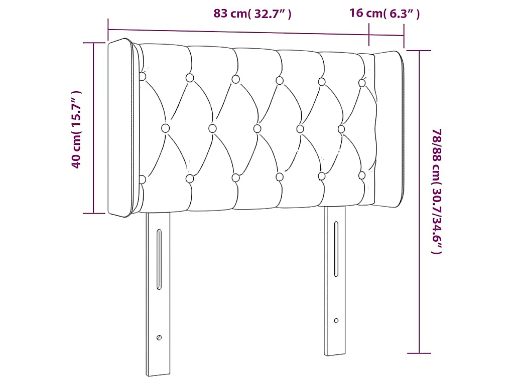 Testiera ad Orecchio Rosa 83x16x78/88 cm in Velluto