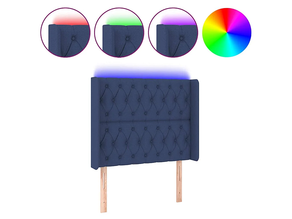 LED Kopfteil Blau 103x16x118/128 cm Stoff