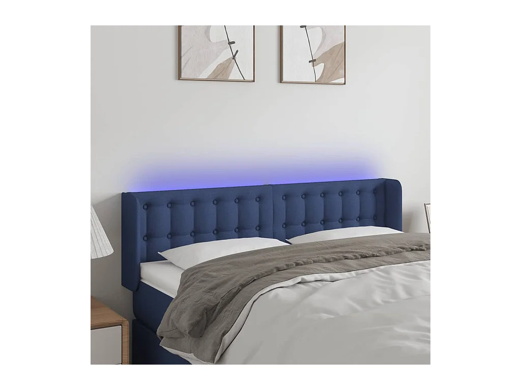 Hoofdbord LED 147x16x78/88 cm stof blauw