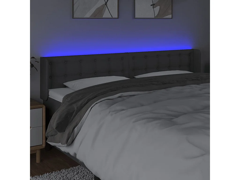 Tête de lit à LED Gris foncé 183x16x78/88 cm Tissu