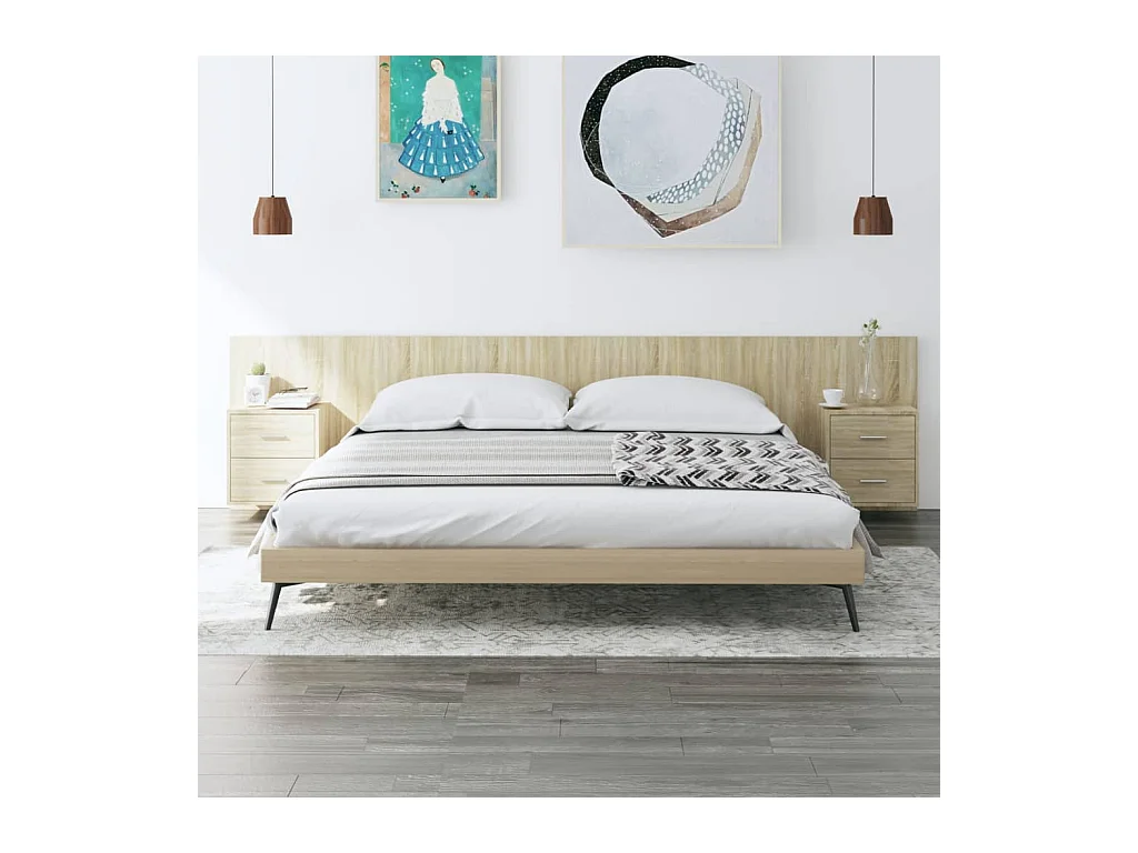Tête de lit avec armoires Chêne sonoma Bois d'ingénierie