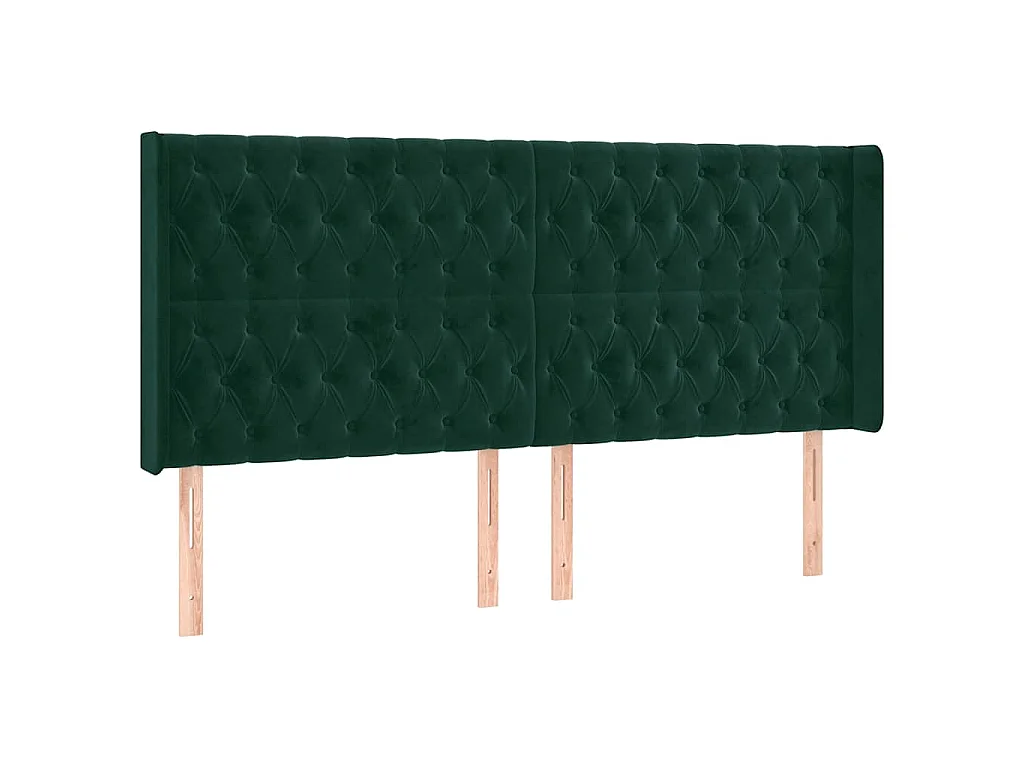 Testiera ad Orecchio Verde Scuro 203x16x118/128 cm in Velluto