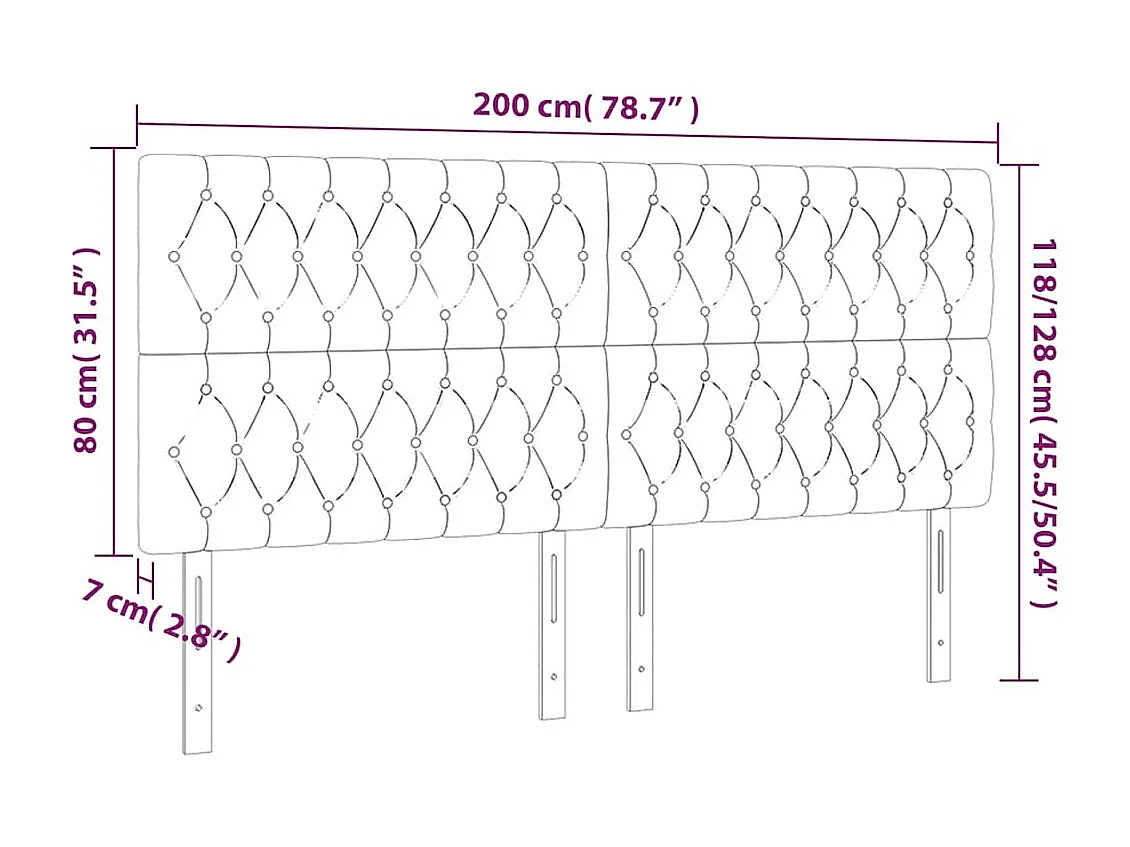 Tête de lit Vert foncé 200x7x118/128 cm Velours