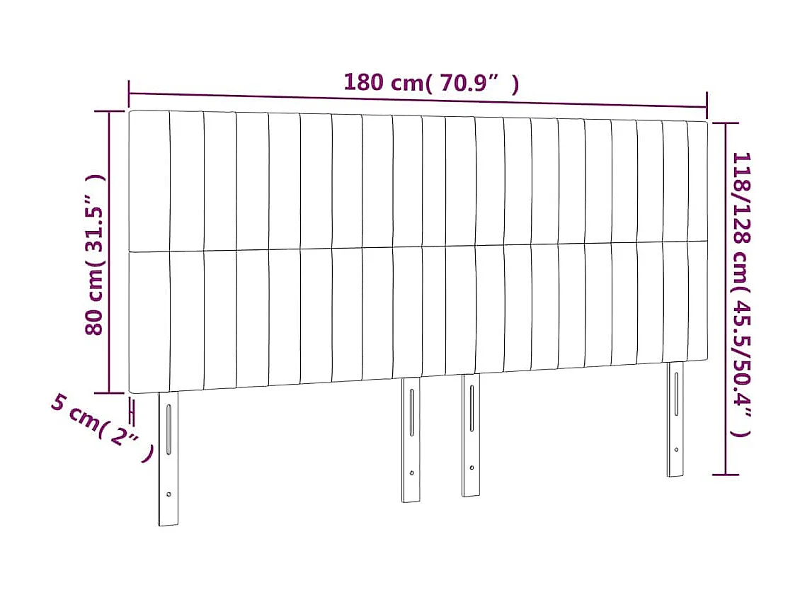 Tête de lit Bleu foncé 180 x 5 x 118/128 cm Velours