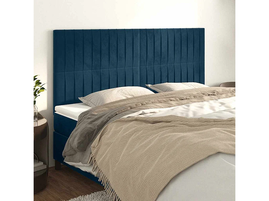 Testiera Blu Scuro 180x5x118/128 cm Velluto