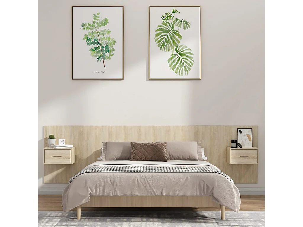 Tête de lit avec armoires Chêne sonoma Bois d'ingénierie