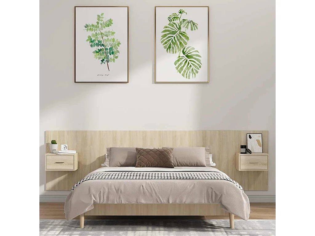 Tête de lit avec armoires Chêne sonoma Bois d'ingénierie