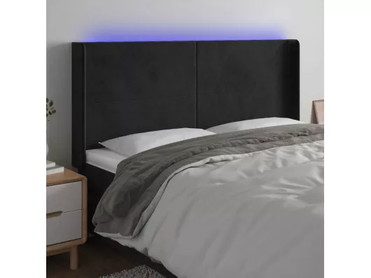 Kauf Unique LED Kopfteil Schwarz 163x16x118/128 cm Samt