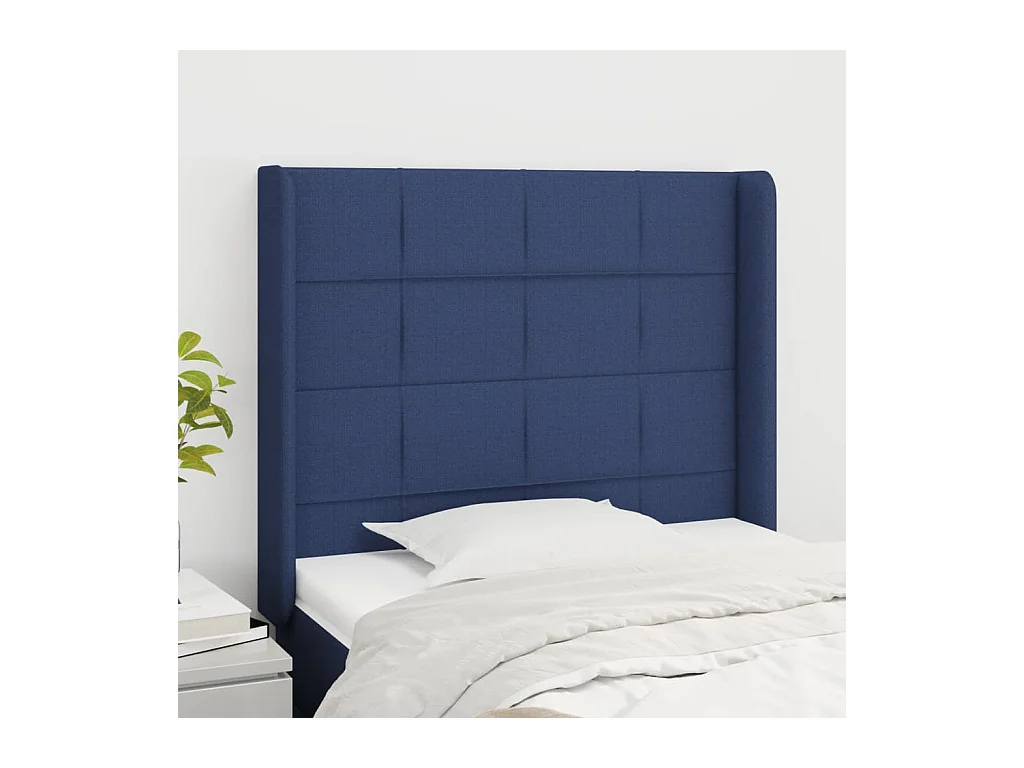 Tête de lit avec oreilles Bleu 83x16x118/128 cm Tissu