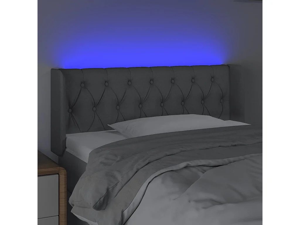 Testiera Grigio Chiaro a LED 103x16x78/88 cm in Tessuto