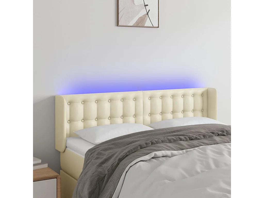 Tête de lit à LED Crème 147x16x78/88 cm Similicuir