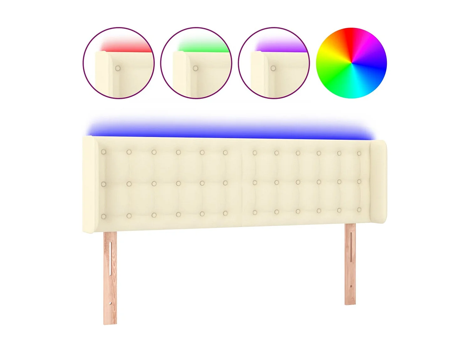 LED Kopfteil Creme 147x16x78/88 cm Kunstleder