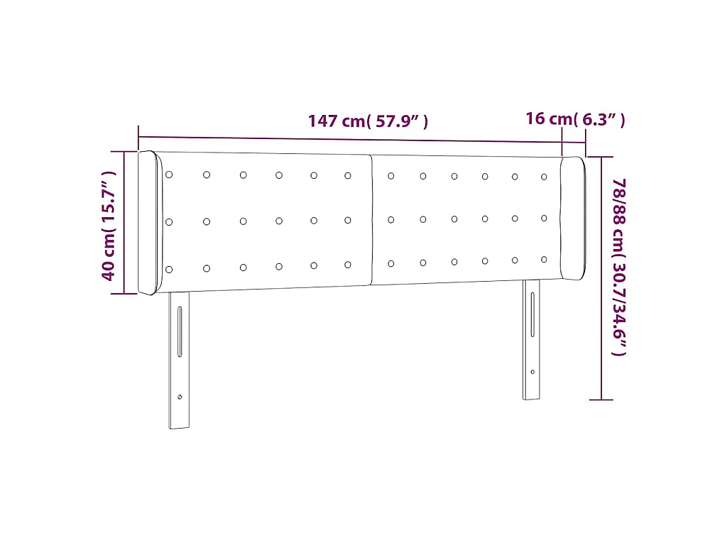 Hoofdbord LED 147x16x78/88 cm kunstleer crèmekleurig