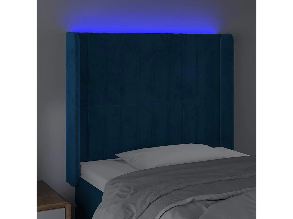 LED Kopfteil Dunkelblau 93x16x118/128 cm Samt