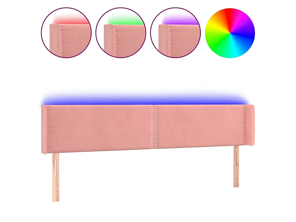 Testiera a LED Rosa 163x16x78/88 cm in Velluto
