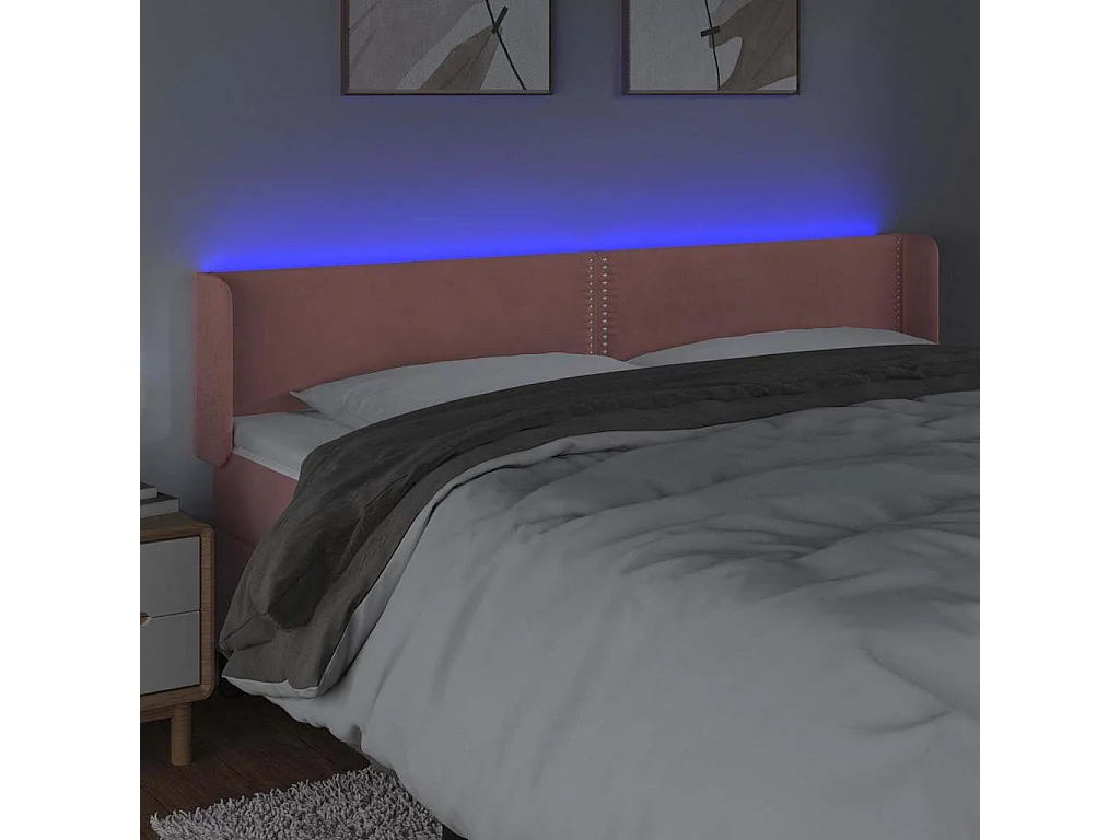 Testiera a LED Rosa 163x16x78/88 cm in Velluto
