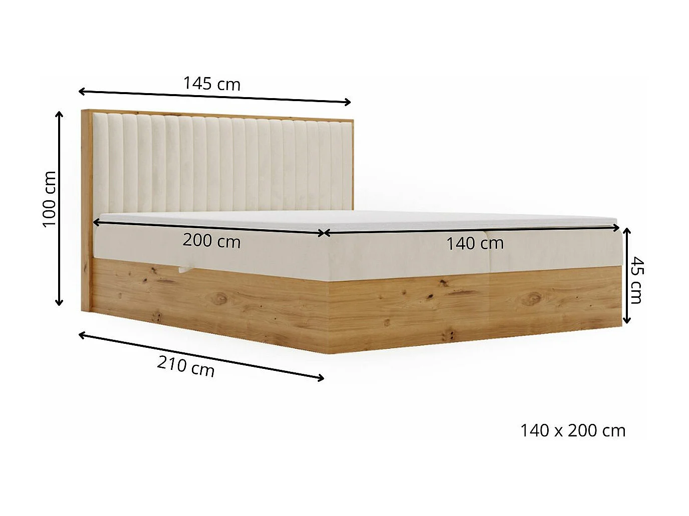 Boxspringbett mit Kopfteil - 140 x 200 - Samtstoff  - Beige - Matratze  - Topper  - FOREST