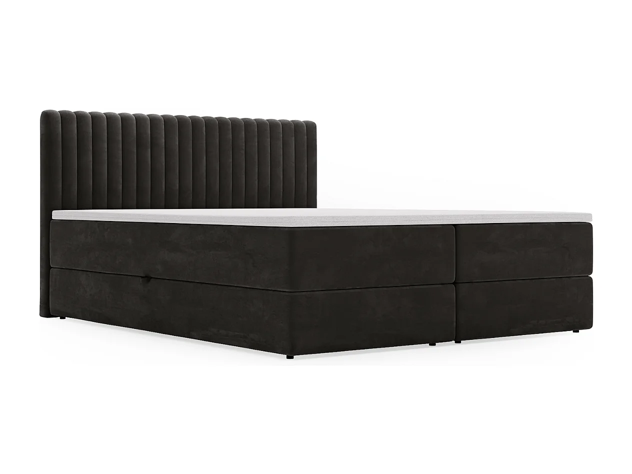 Boxspringbett mit Kopfteil - 180 x 200 - Samtstoff  - Anthracite - Matratze  - Topper  - MARBELLA