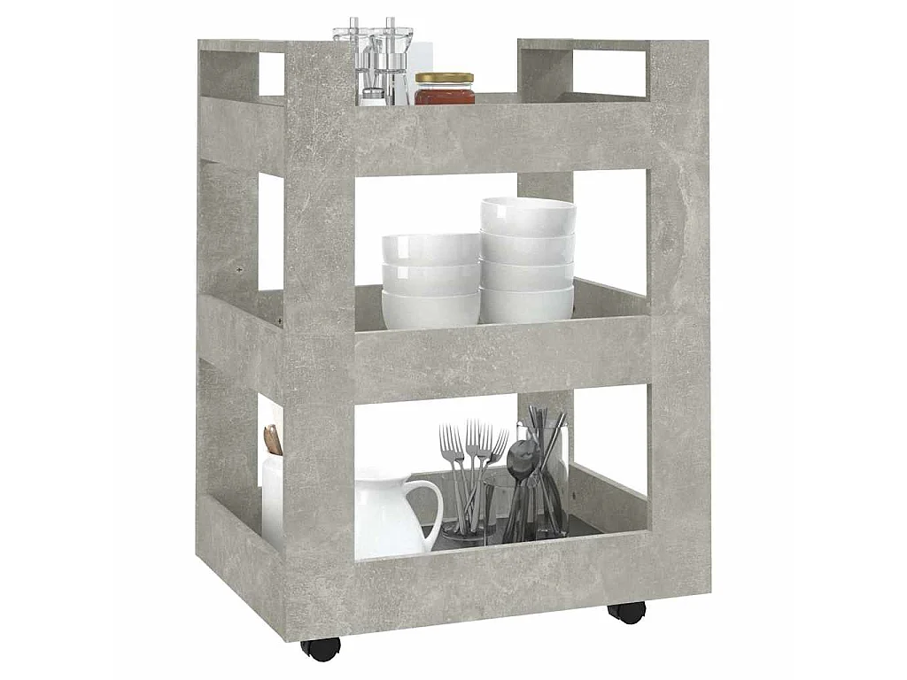 Chariot de cuisine Gris béton 60x45x80 cm Bois d'ingénierie