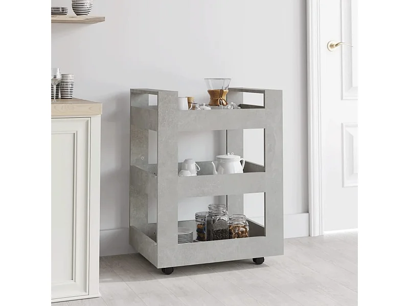 Chariot de cuisine Gris béton 60x45x80 cm Bois d'ingénierie