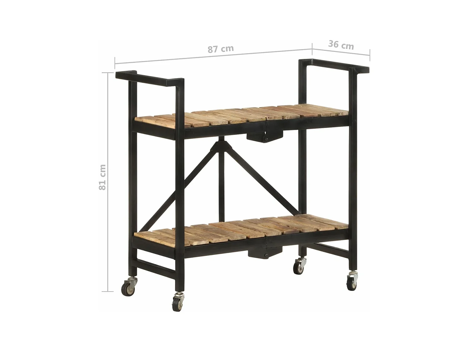 Wózek Kuchenny z Litego Drewna Mango 87x36x81 cm z Przegródkami na Przechowywanie i Elastycznymi Kołami