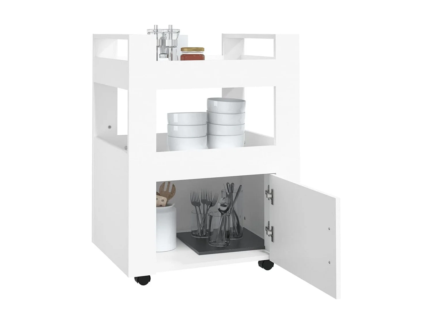 Chariot de cuisine Blanc 60x45x80 cm Bois d'ingénierie